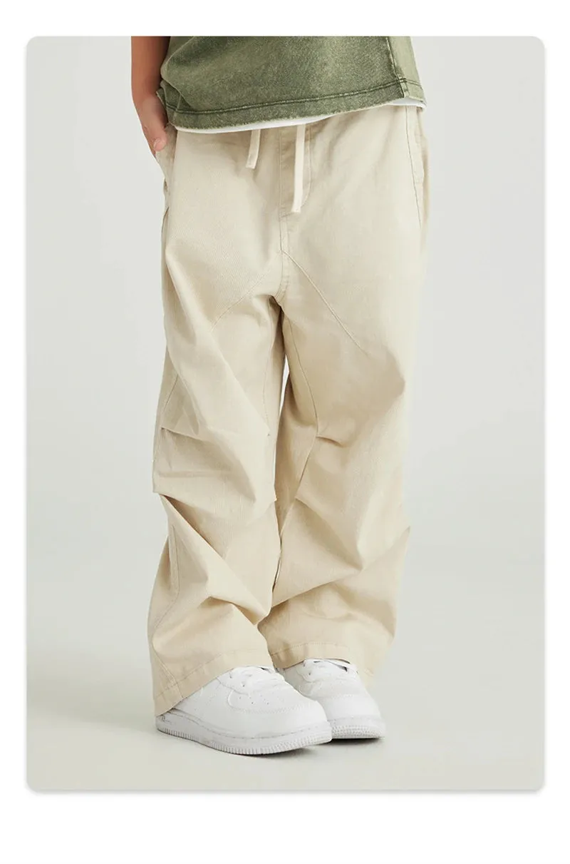 Obsidian Phoenix Luxury Double Knee Cotton Pants - Boys and Girls American Retro Loose Fit Adjustable Carpenter Pants (240gsm)