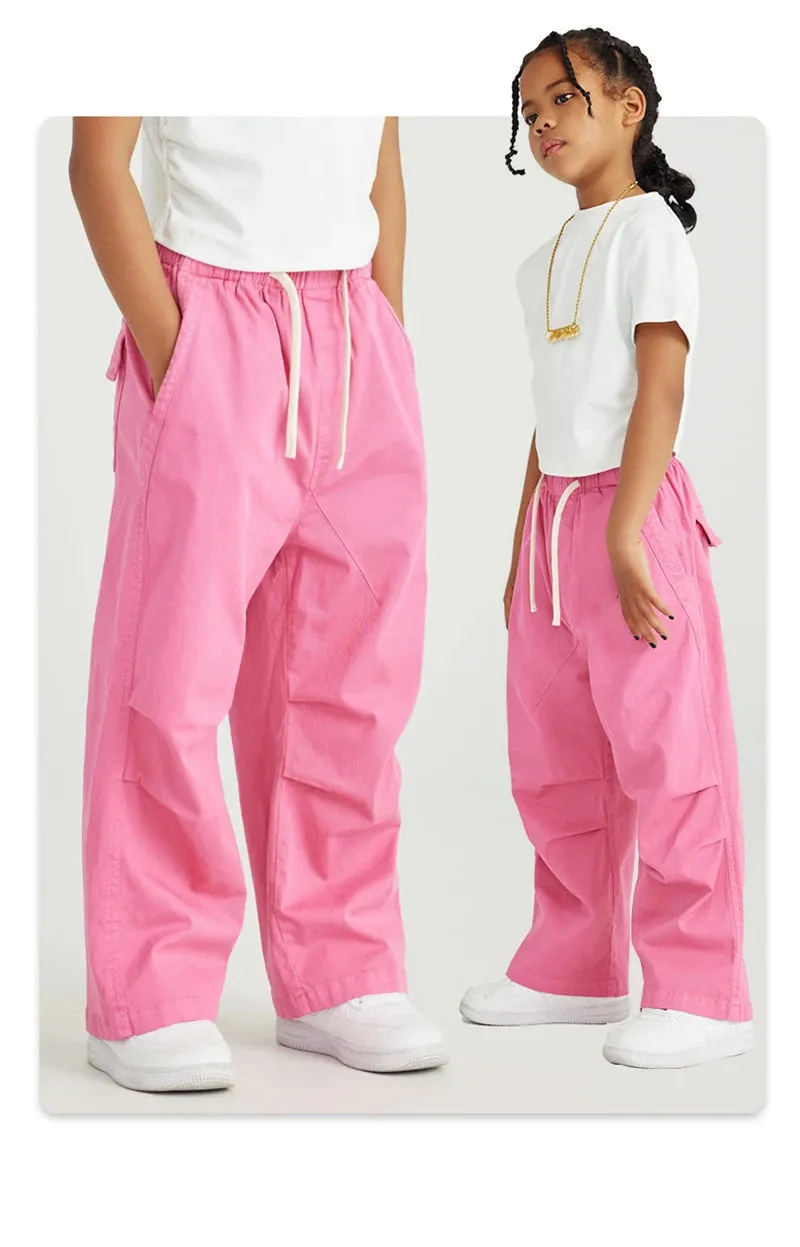 Obsidian Phoenix Luxury Double Knee Cotton Pants - Boys and Girls American Retro Loose Fit Adjustable Carpenter Pants (240gsm)