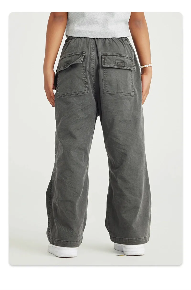 Obsidian Phoenix Luxury Double Knee Cotton Pants - Boys and Girls American Retro Loose Fit Adjustable Carpenter Pants (240gsm)