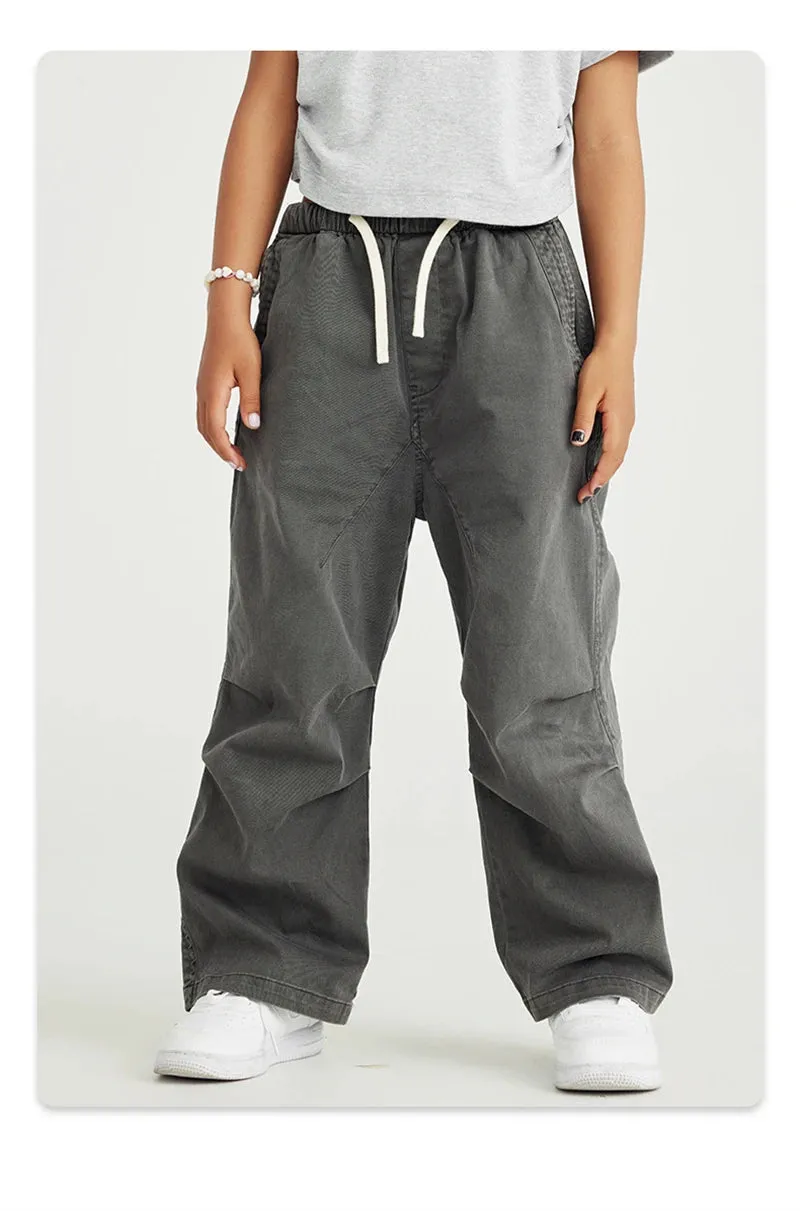 Obsidian Phoenix Luxury Double Knee Cotton Pants - Boys and Girls American Retro Loose Fit Adjustable Carpenter Pants (240gsm)