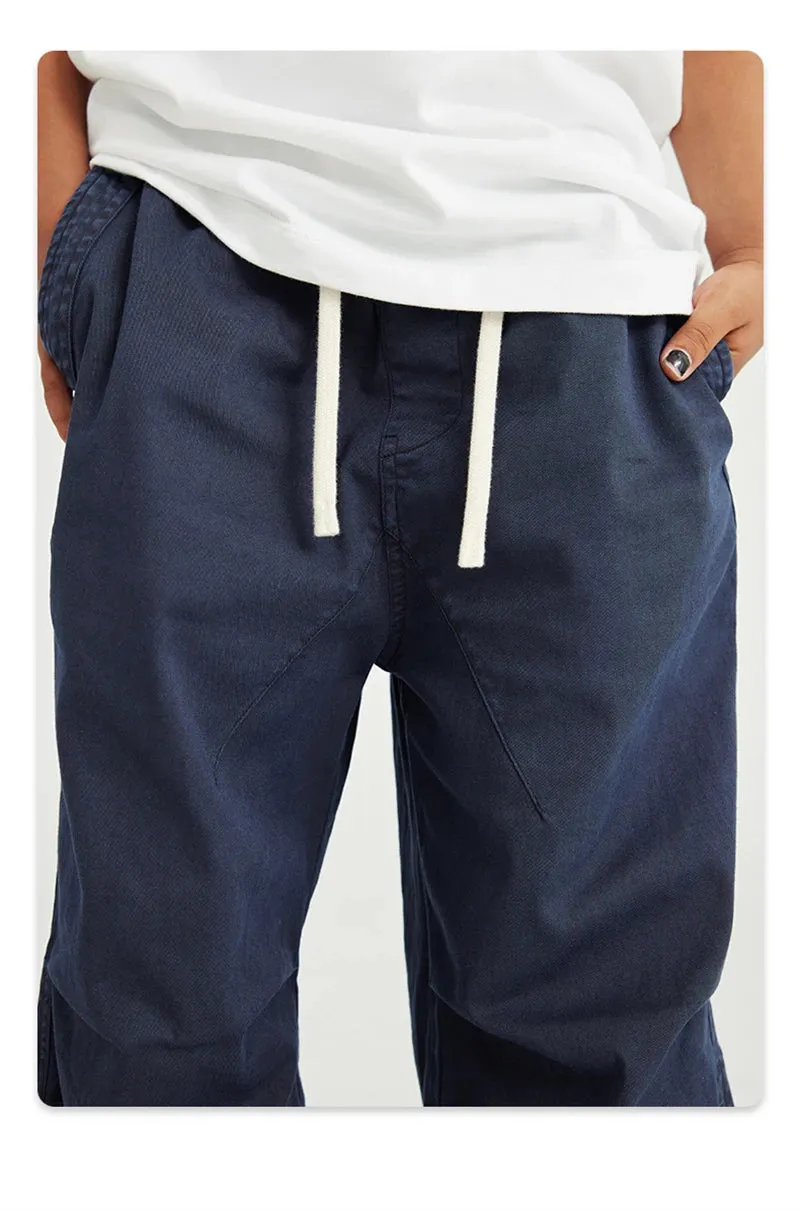 Obsidian Phoenix Luxury Double Knee Cotton Pants - Boys and Girls American Retro Loose Fit Adjustable Carpenter Pants (240gsm)