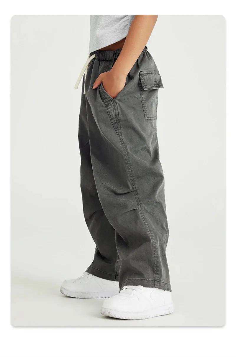 Obsidian Phoenix Luxury Double Knee Cotton Pants - Boys and Girls American Retro Loose Fit Adjustable Carpenter Pants (240gsm)