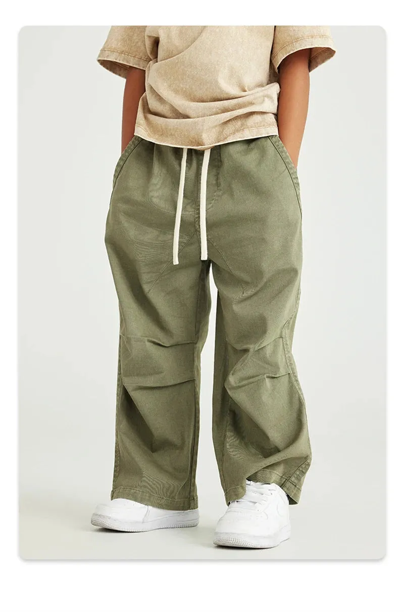 Obsidian Phoenix Luxury Double Knee Cotton Pants - Boys and Girls American Retro Loose Fit Adjustable Carpenter Pants (240gsm)