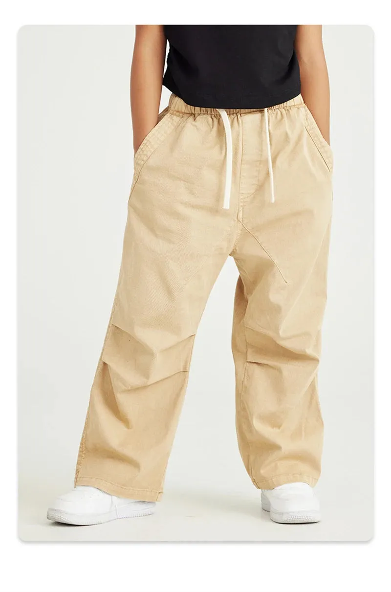 Obsidian Phoenix Luxury Double Knee Cotton Pants - Boys and Girls American Retro Loose Fit Adjustable Carpenter Pants (240gsm)