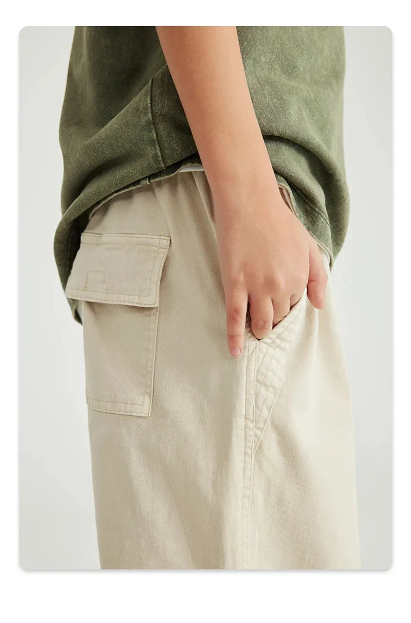 Obsidian Phoenix Luxury Double Knee Cotton Pants - Boys and Girls American Retro Loose Fit Adjustable Carpenter Pants (240gsm)
