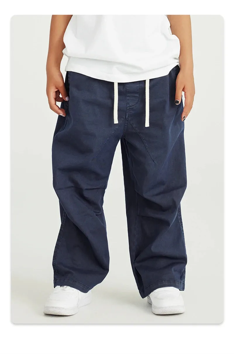 Obsidian Phoenix Luxury Double Knee Cotton Pants - Boys and Girls American Retro Loose Fit Adjustable Carpenter Pants (240gsm)