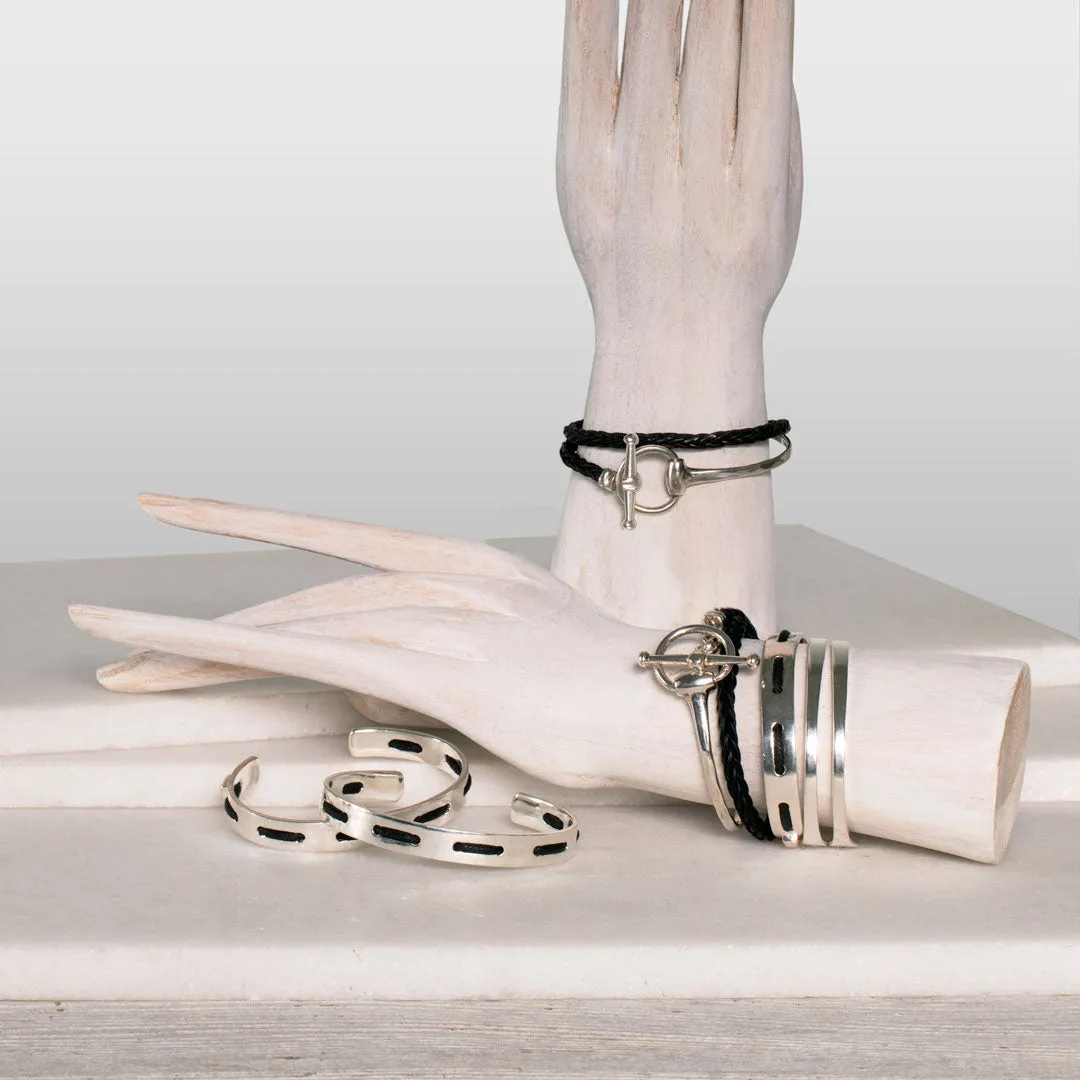 Odeza - Wrap Around Horse Bit Leather and Sterling Silver on Brass Bracelet