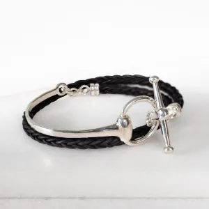 Odeza - Wrap Around Horse Bit Leather and Sterling Silver on Brass Bracelet