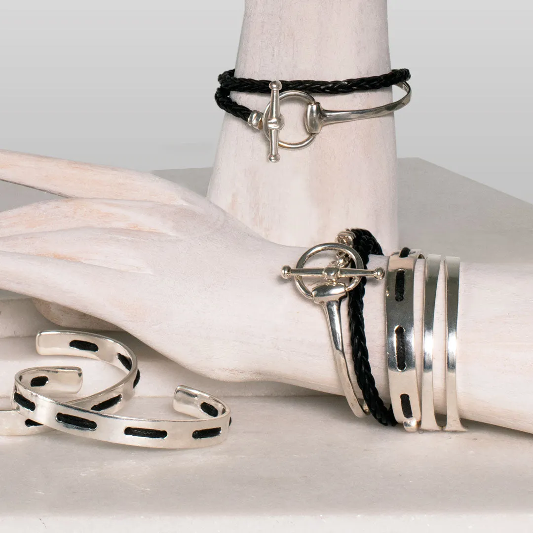 Odeza - Wrap Around Horse Bit Leather and Sterling Silver on Brass Bracelet
