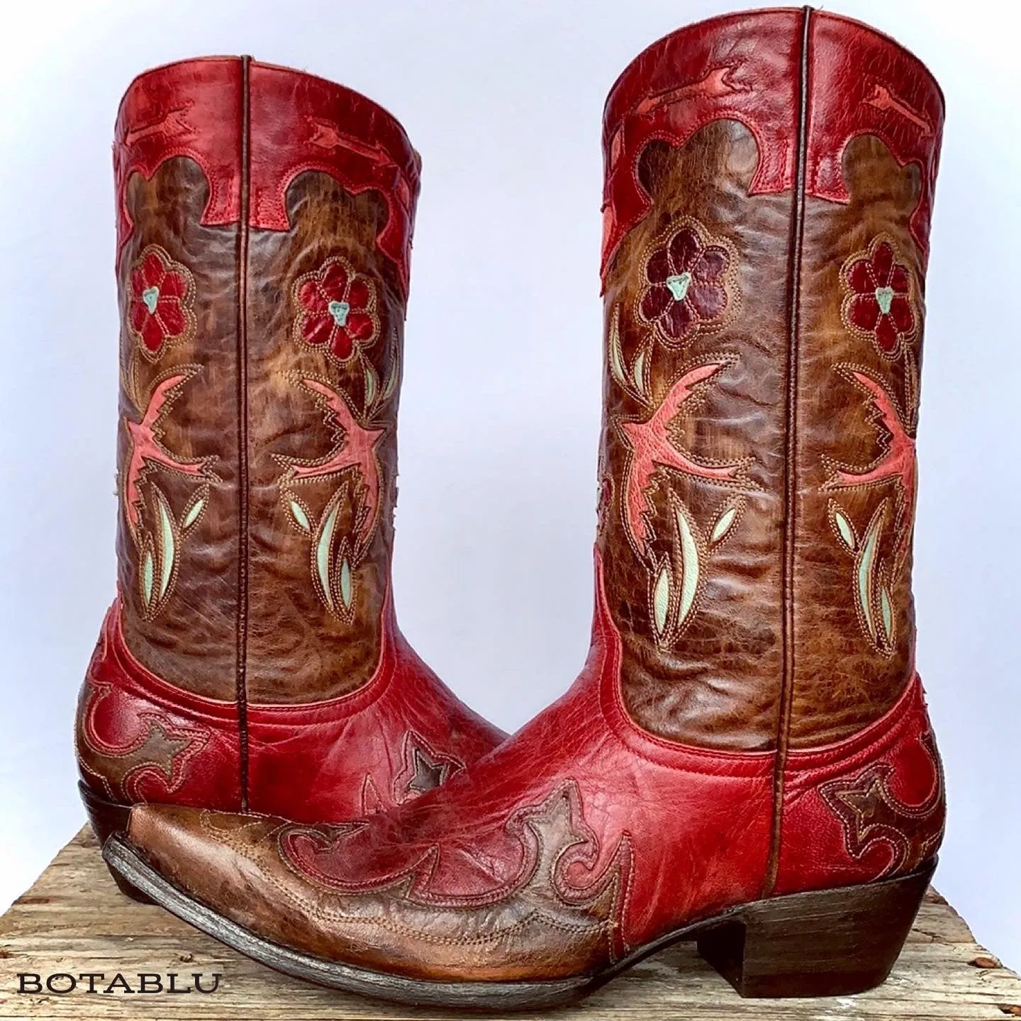 OLD GRINGO Golondrina Bird Floral Red Brown Leather Cowgirl Cowboy Western Boots