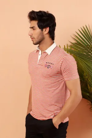 Orange Pinstripe Polo