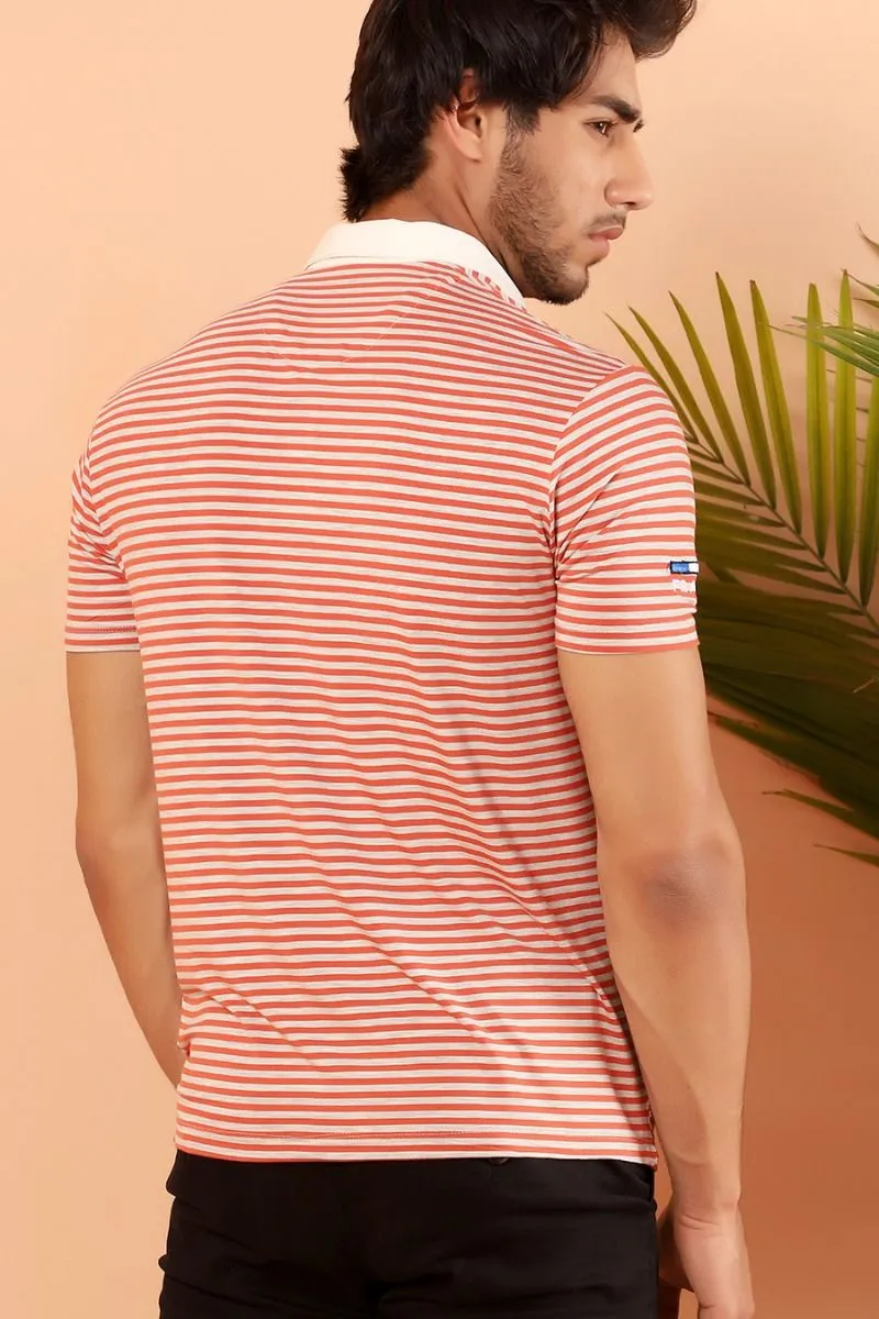 Orange Pinstripe Polo
