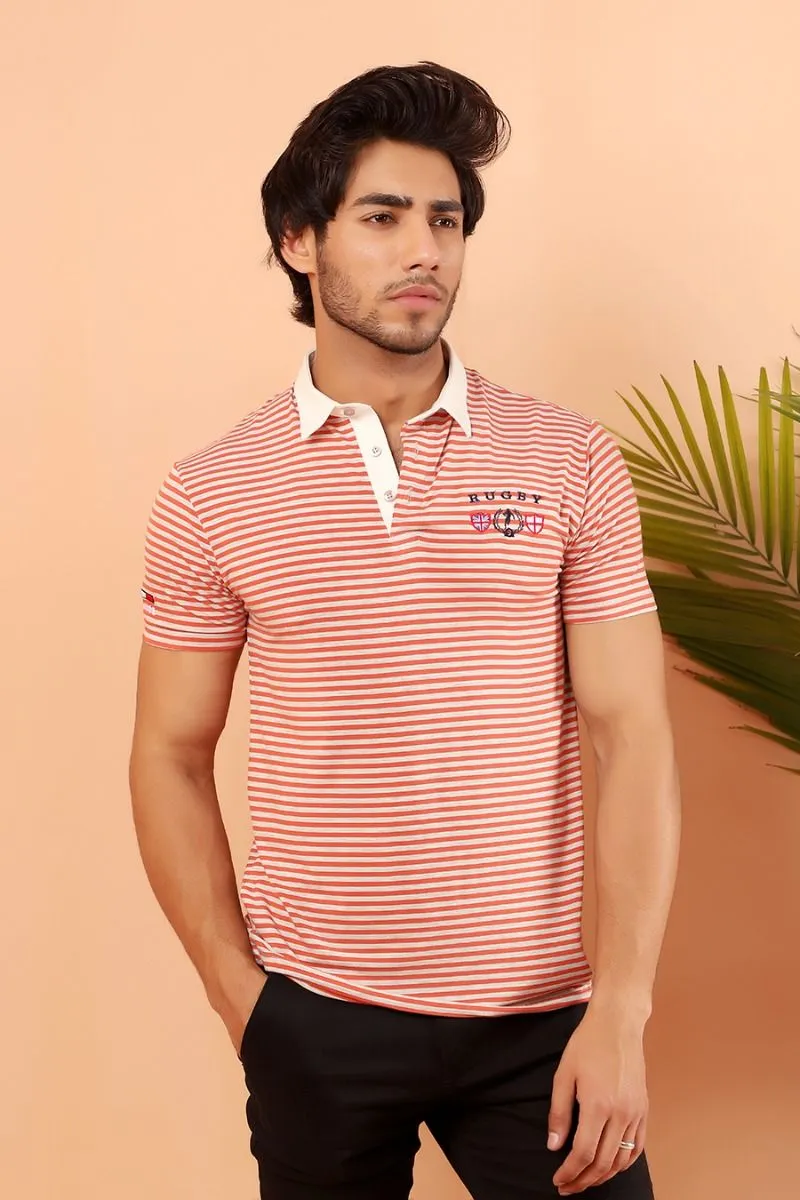Orange Pinstripe Polo