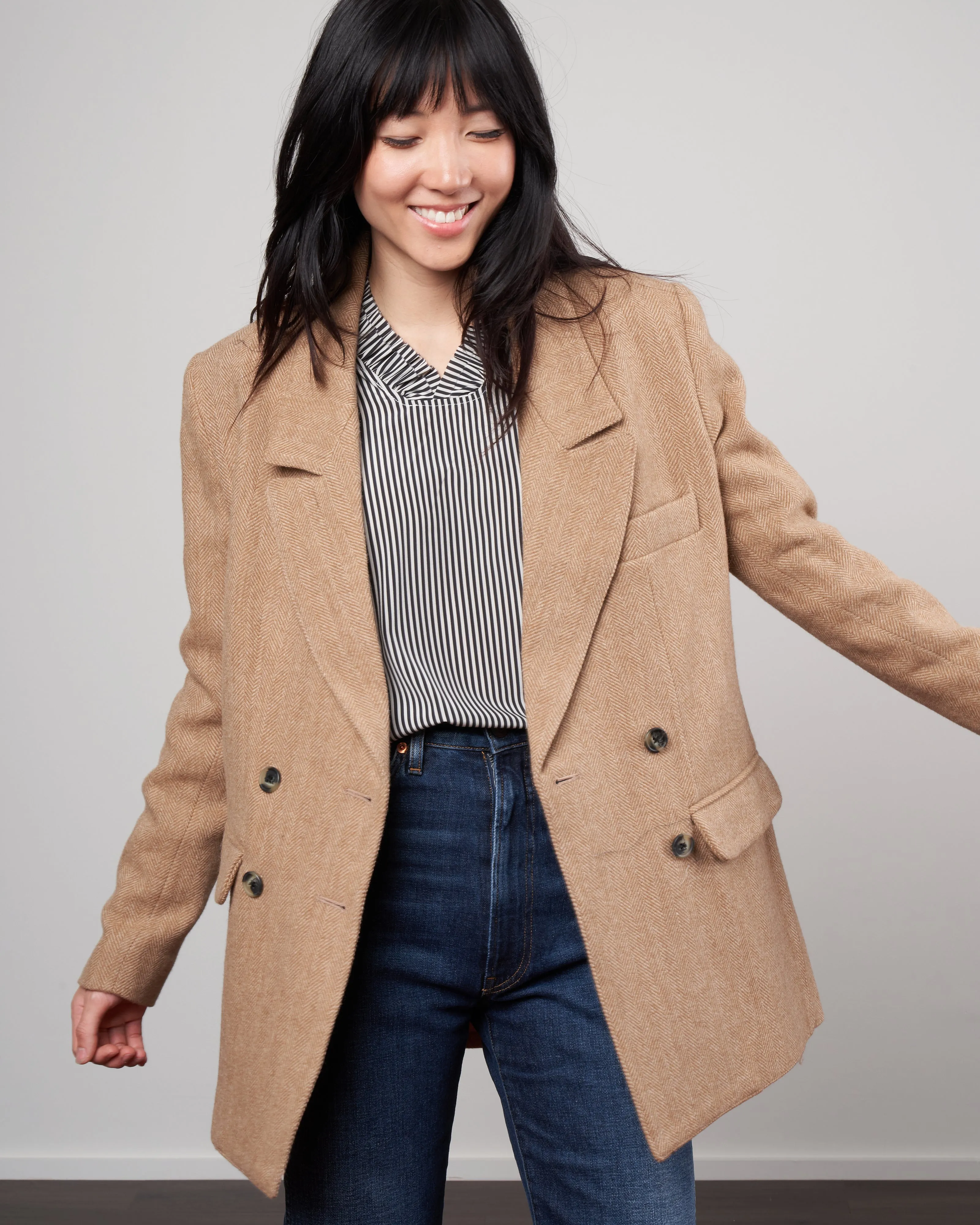 oversized db blazer - camel herringbone