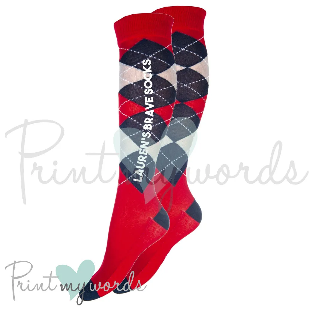 Personalised Equestrian Horse Riding Brave Socks