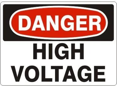"DANGER HIGH VOLTAGE" - Safety Sign, Adhesive Vinyl, 7"x10"