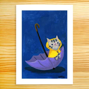 Rainy Day Cat - 5x7 Print