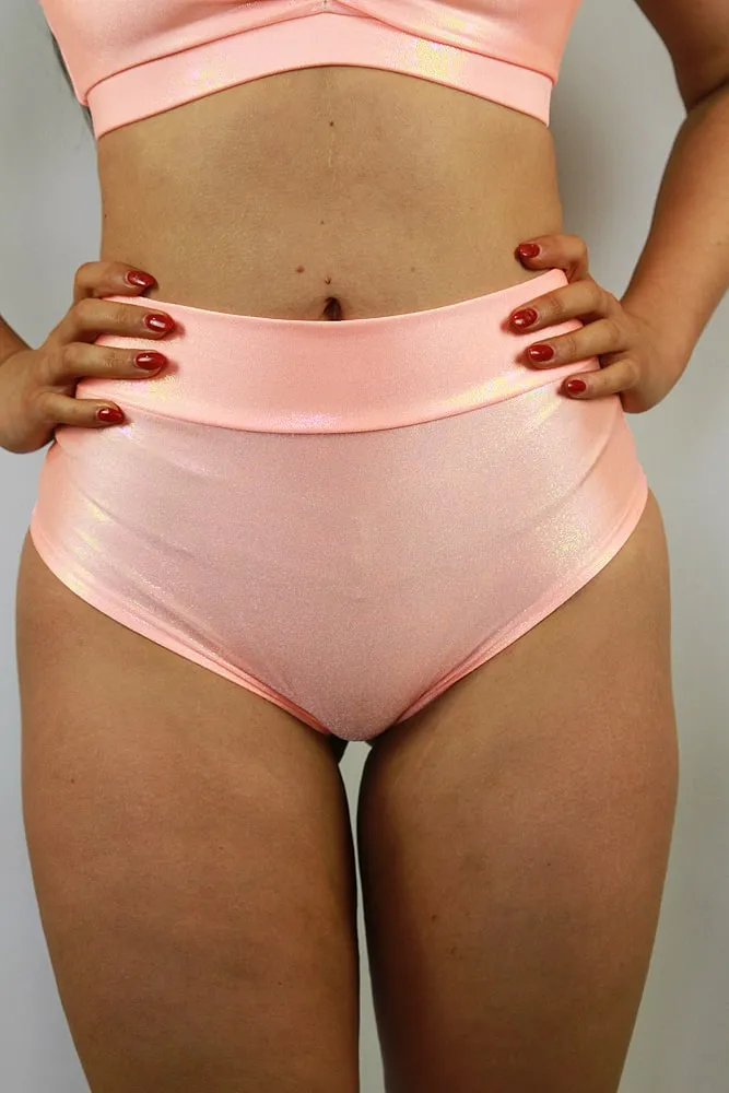 Rarr Mid Waisted Brazil Scrunchie Bum Shorts - Red Sparkle