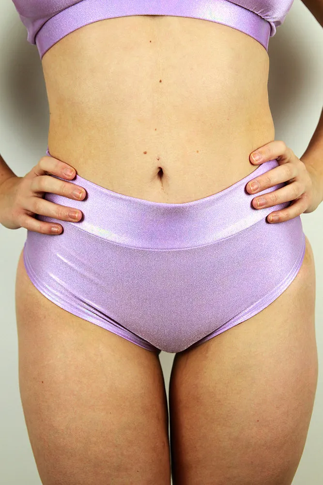Rarr Mid Waisted Brazil Scrunchie Bum Shorts - Red Sparkle