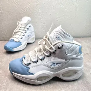 REEBOK Iverson Athletic Sneakers White Blue 7 Mid Top Y2K Sporty Basketball Shoe
