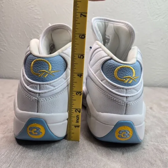 REEBOK Iverson Athletic Sneakers White Blue 7 Mid Top Y2K Sporty Basketball Shoe
