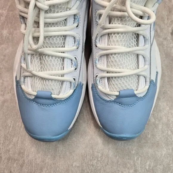 REEBOK Iverson Athletic Sneakers White Blue 7 Mid Top Y2K Sporty Basketball Shoe