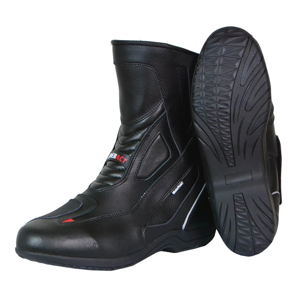 RIDERACT® Men’s Waterproof Motorcycle Boots Black Surface Touring Boots