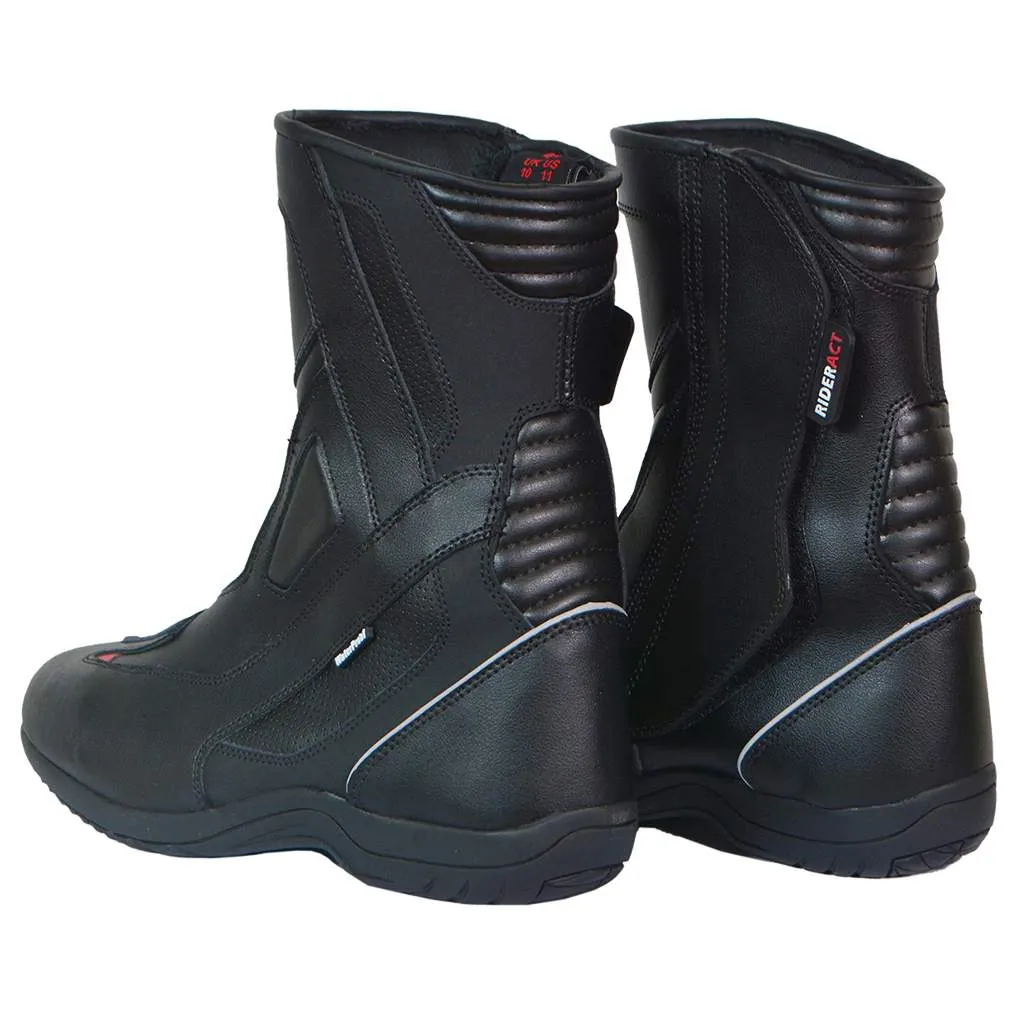 RIDERACT® Men’s Waterproof Motorcycle Boots Black Surface Touring Boots