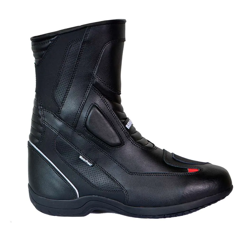RIDERACT® Men’s Waterproof Motorcycle Boots Black Surface Touring Boots