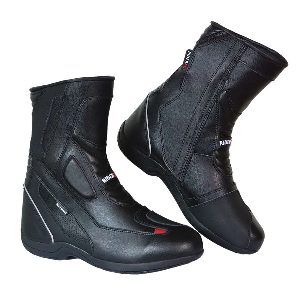 RIDERACT® Men’s Waterproof Motorcycle Boots Black Surface Touring Boots