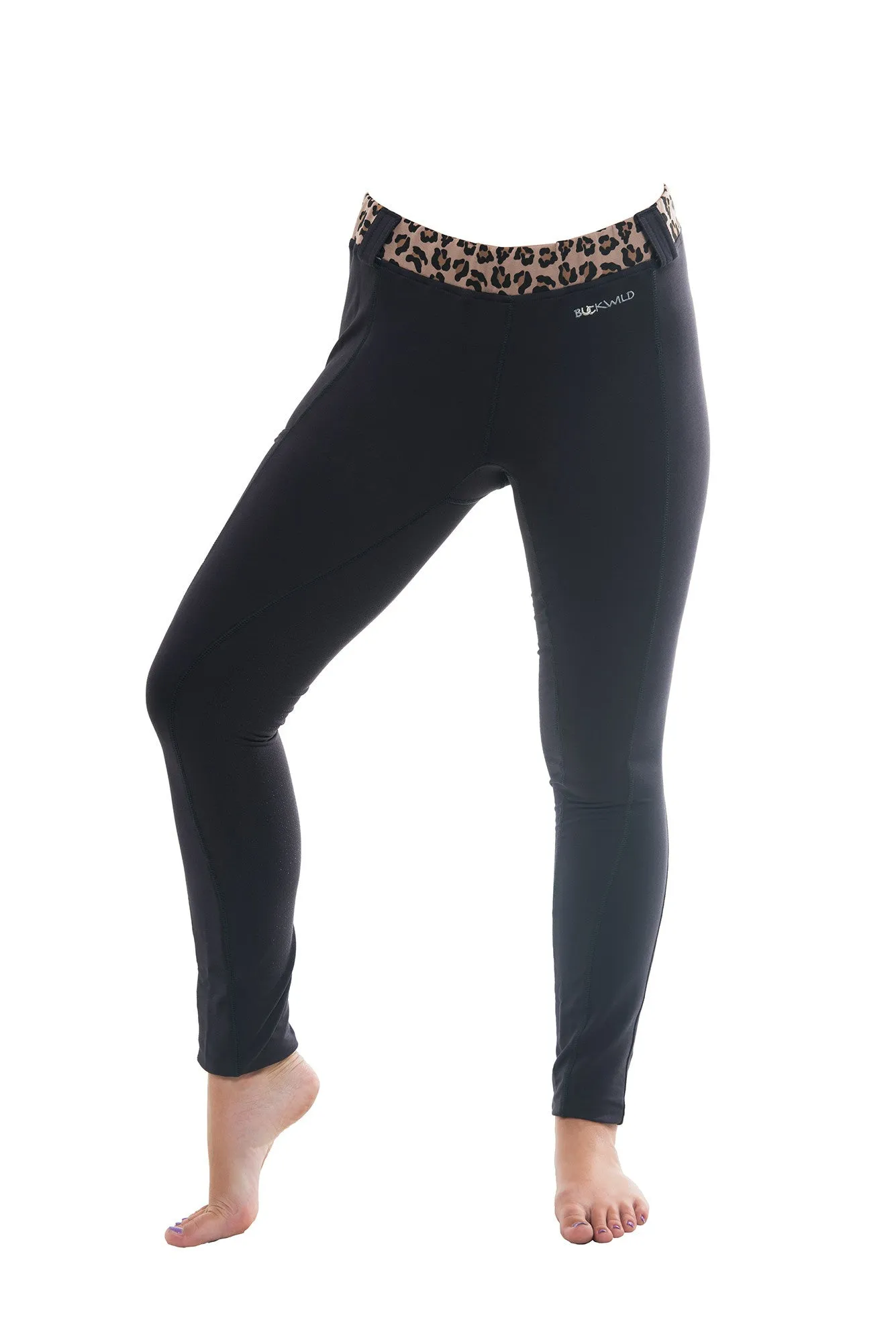 Riding Tights | Gray   Leopard Waistband