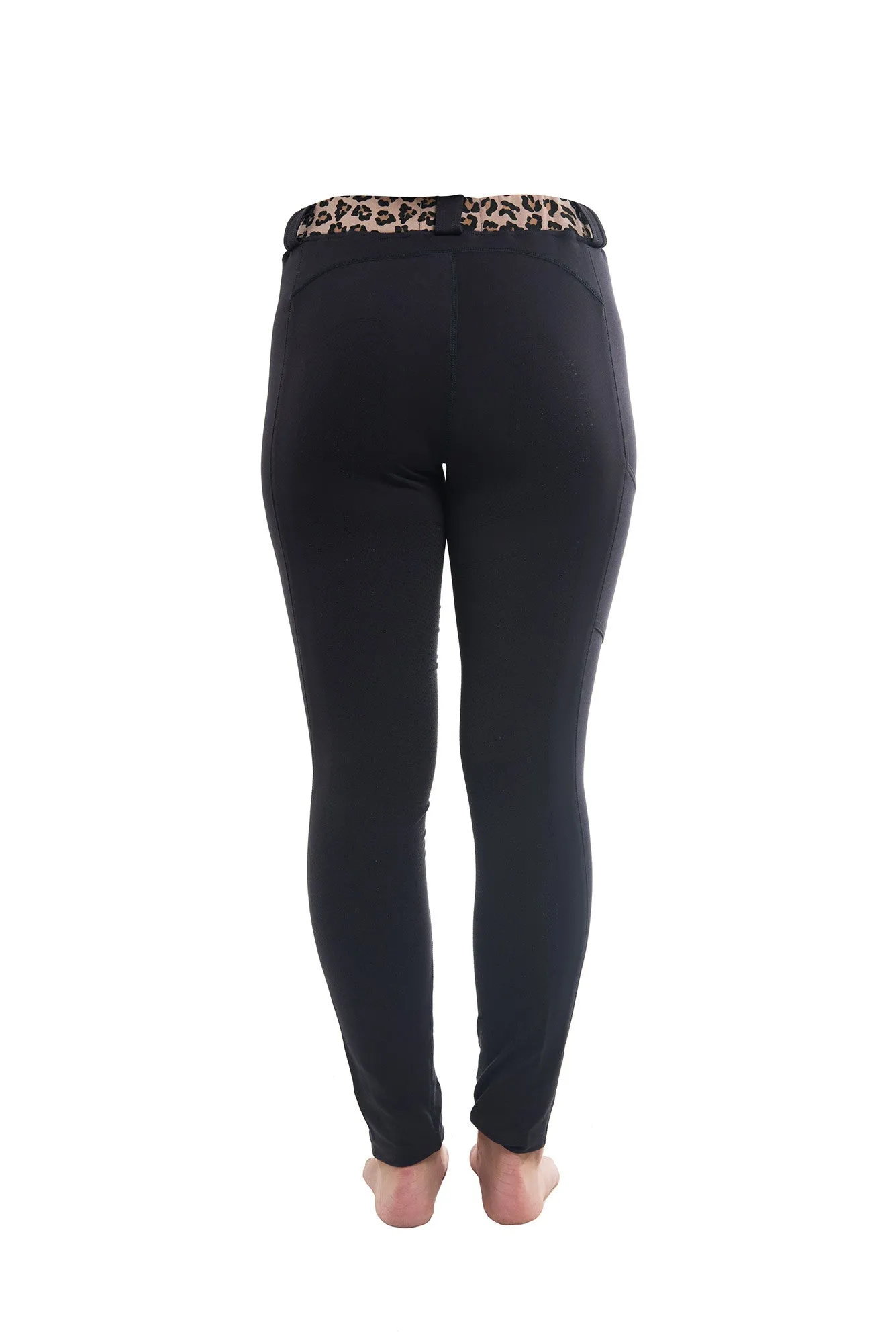 Riding Tights | Gray   Leopard Waistband