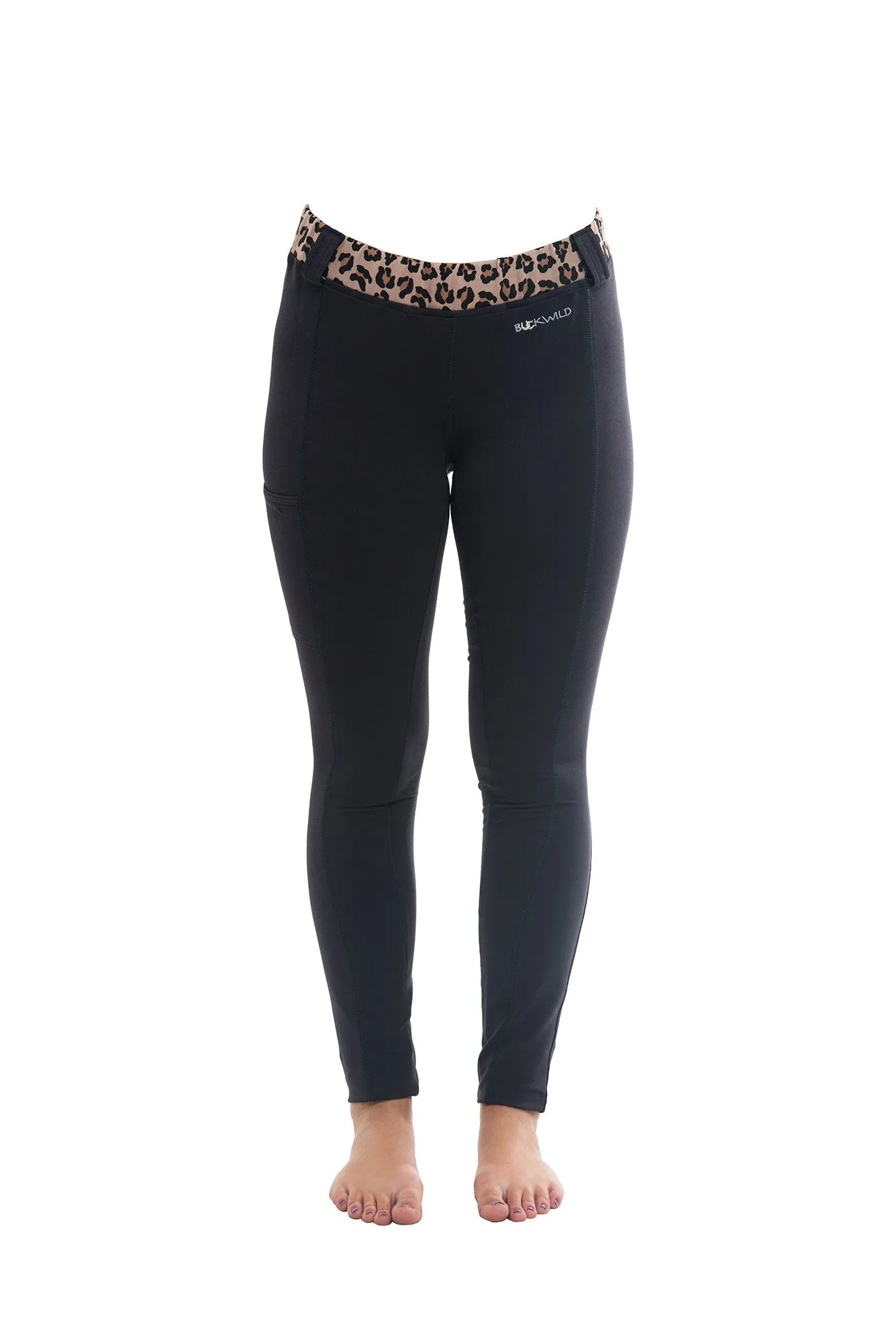 Riding Tights | Gray   Leopard Waistband