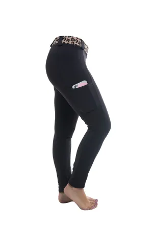 Riding Tights | Gray   Leopard Waistband