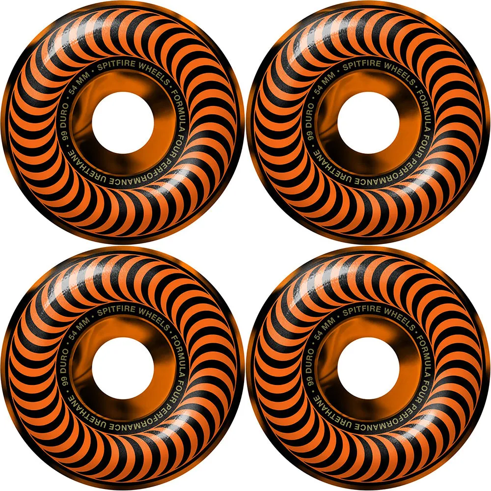 Spitfire Devil's Night Formula Four Classic 99du Black/Orange Swirl Wheels 54mm