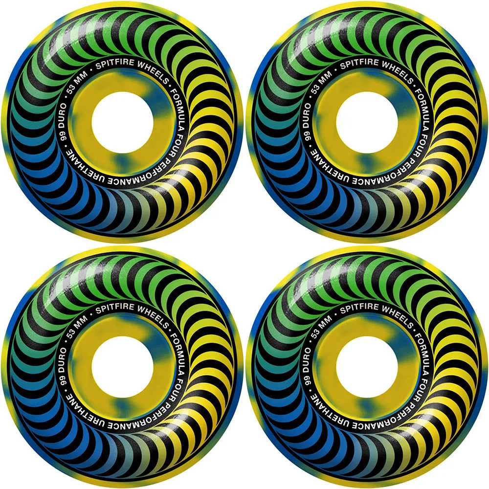 Spitfire Formula Four Multiswirl Classics 99du Wheels Yellow/Blue 53mm
