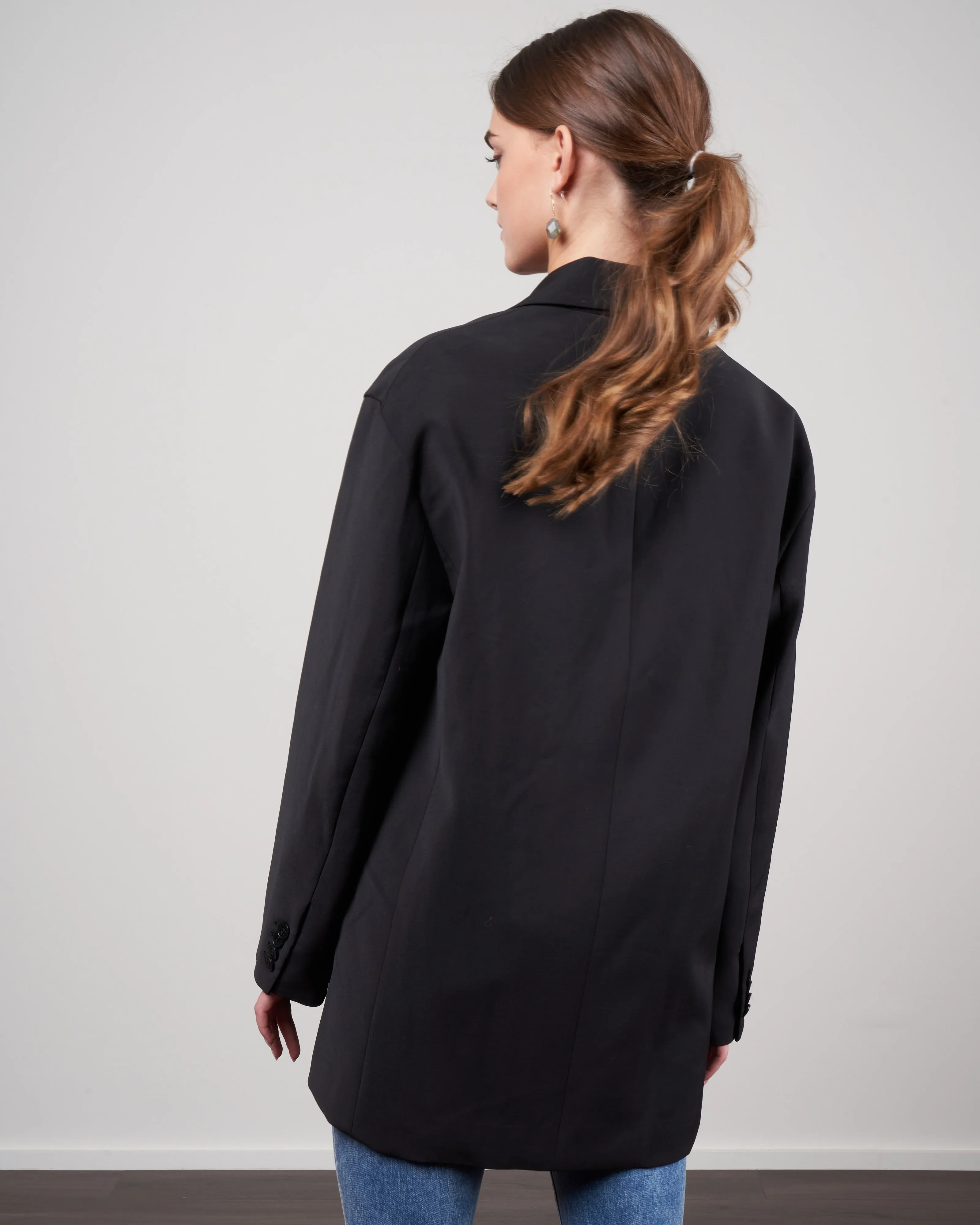 tropical wool detached lapel liam blazer - black