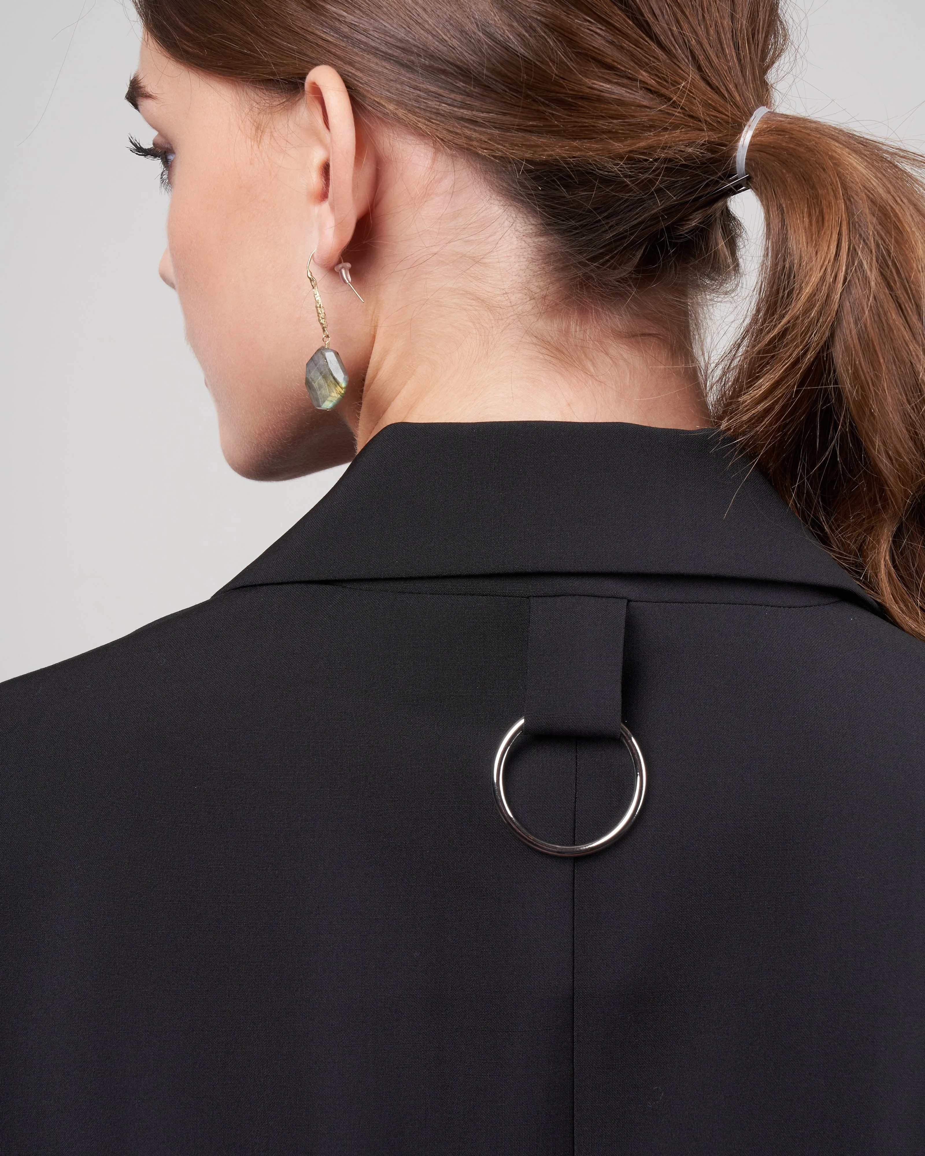 tropical wool detached lapel liam blazer - black