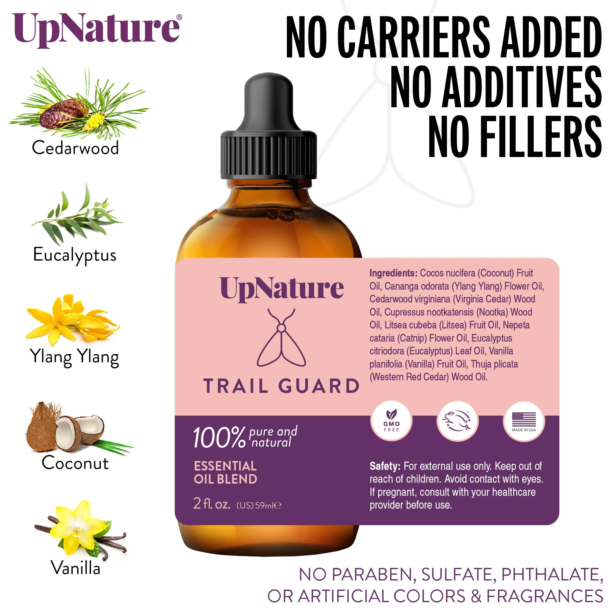 UpNature Trail Guard Essential Oil Blend 2oz - Outdoor & Camping Essentials - with Eucalyptus Essential Oil, Ylang-Ylang