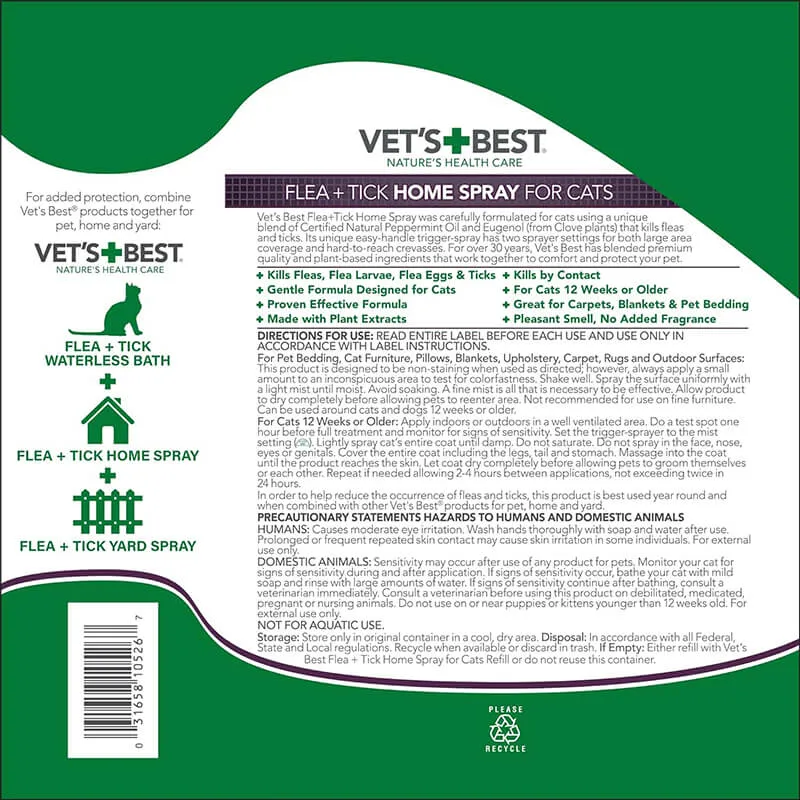Vet's Best Flea & Tick Spray for Cats and Home