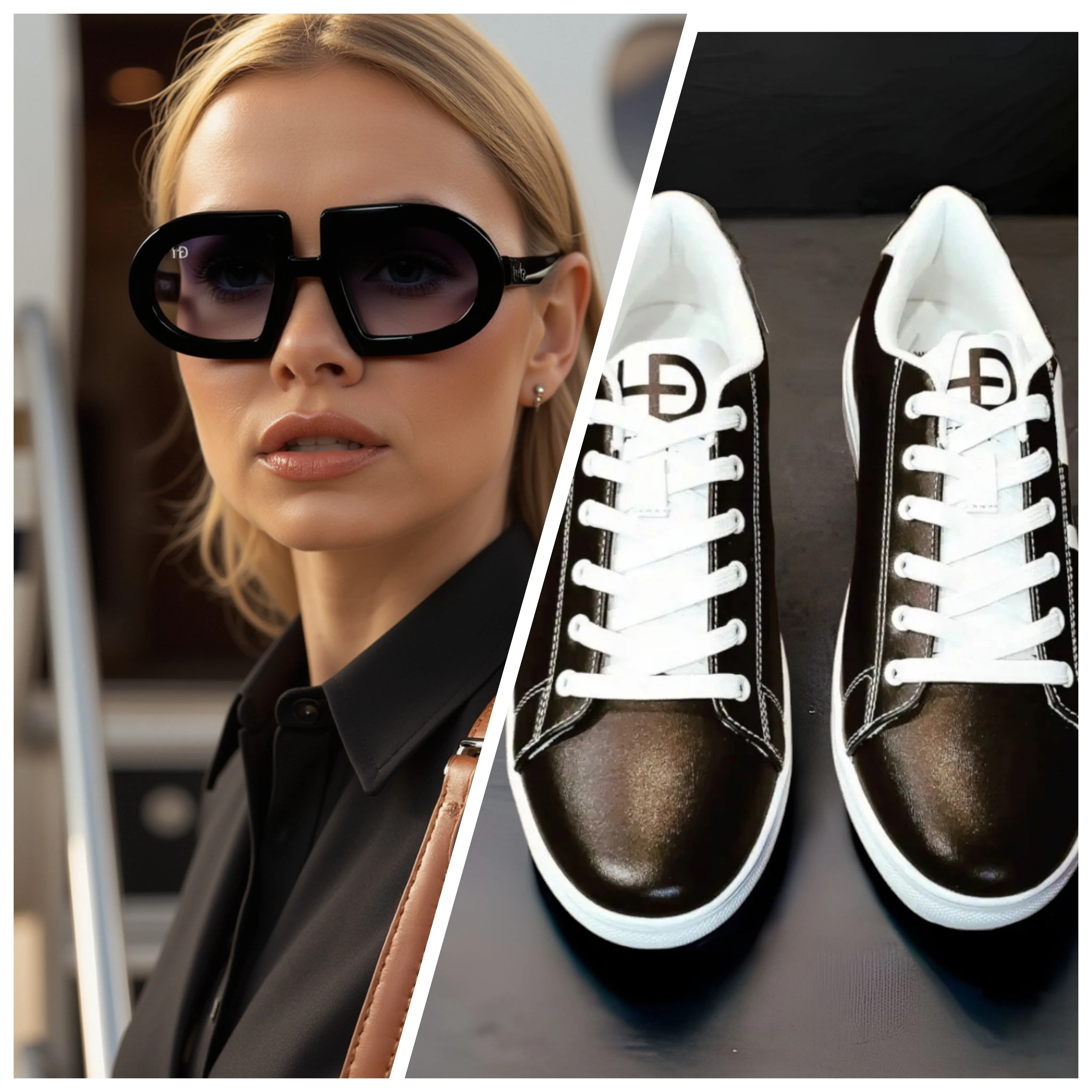 Vibe Nero Eyewear and Women's Black & White Sneaker Bundle