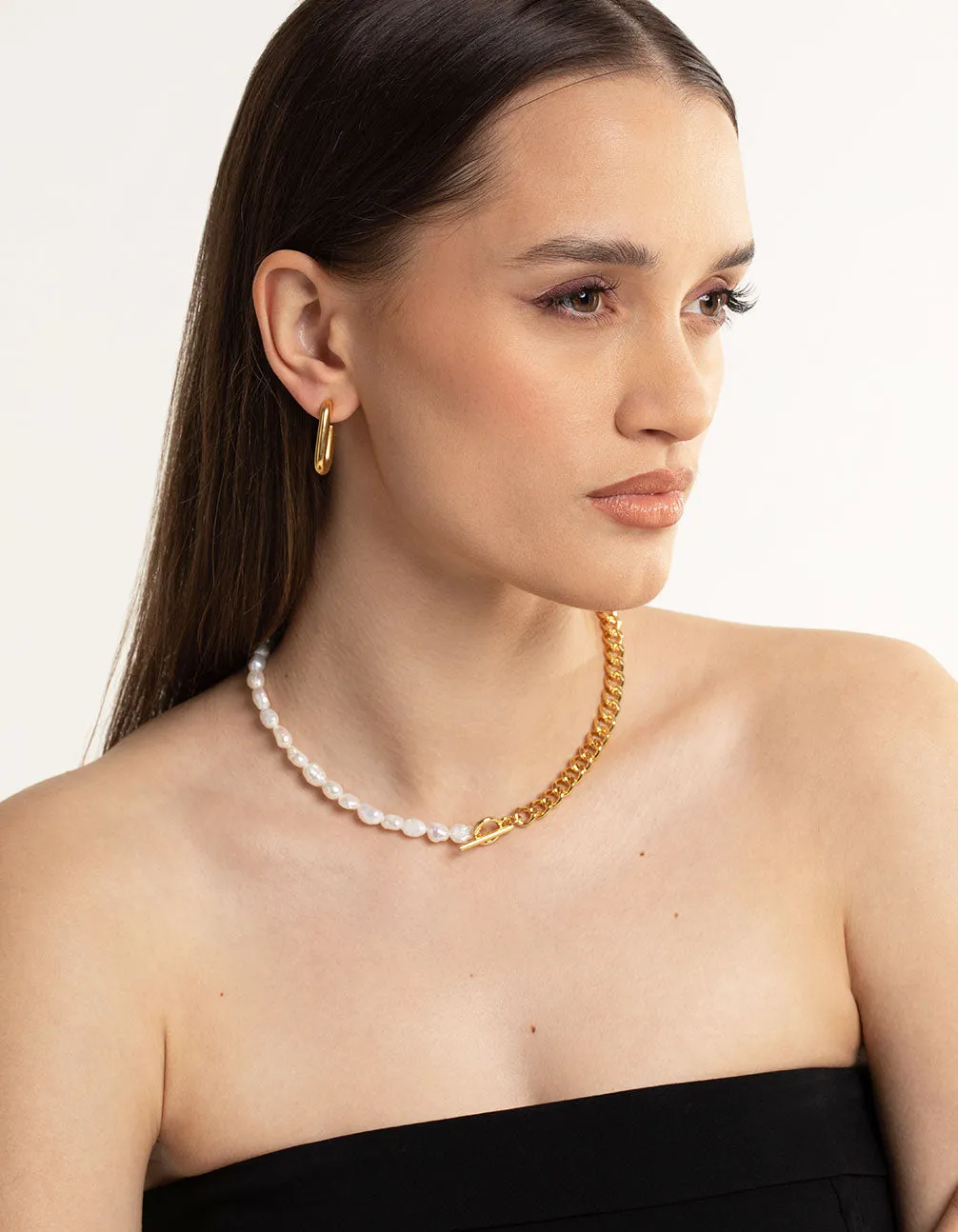 Waterproof Gold Plated Stainless Steel Rounded Square Hoop Earrings