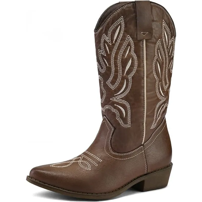 Western Embroidered Pointed Boots