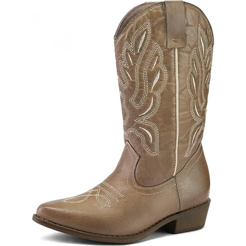 Western Embroidered Pointed Boots