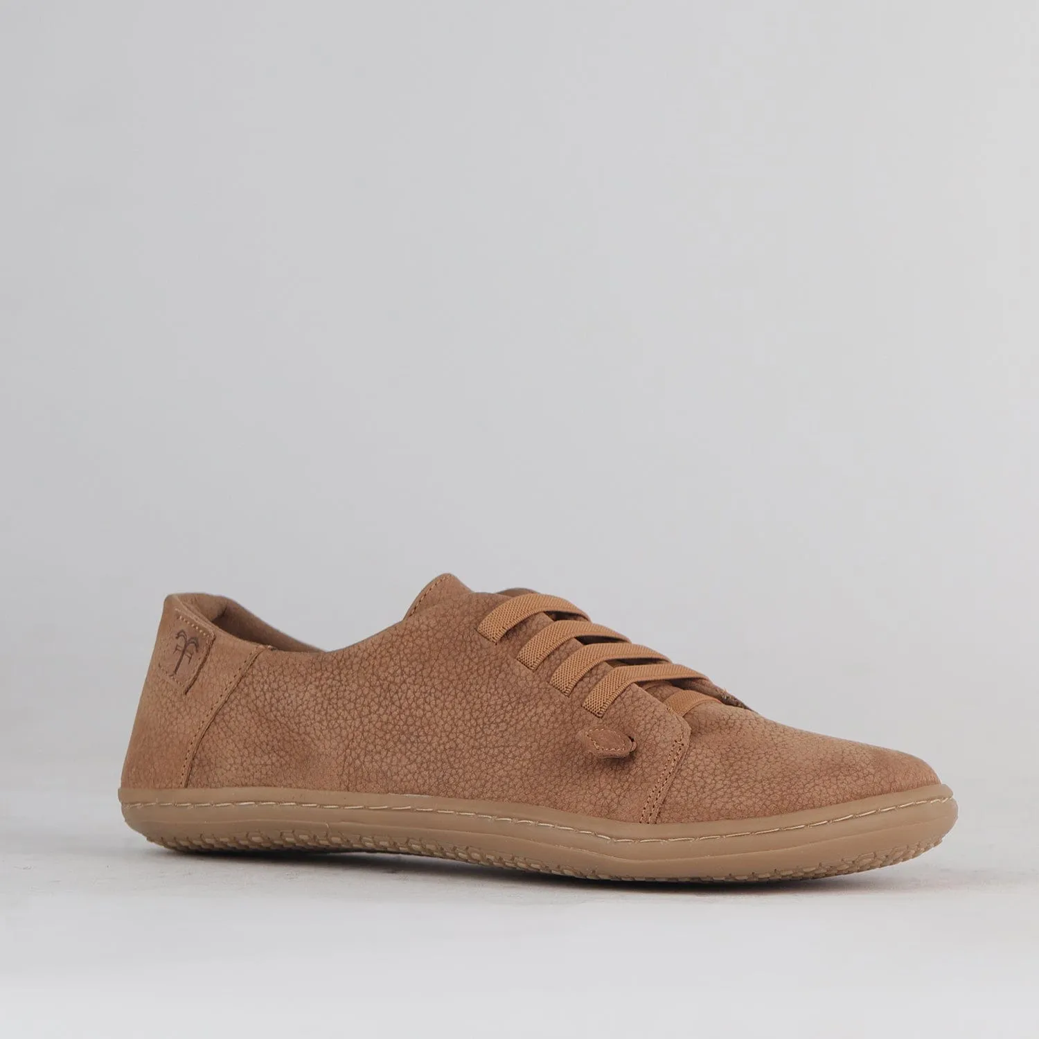 Women's Lace-up Barefoot Shoe with Removable Footbed in Tobacco - 12828